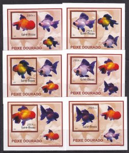 Guinea Bissau 2001 Fish 6 S/Sheets Deluxe Edition MNH