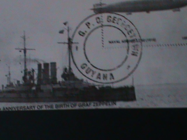 ​GUYANA-ANCIENT -150TH ANNIV: BIRTH OF GRAF ZEPPELIN- CTO S/S VF LAST ONE