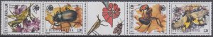 YUGOSLAVIA Sc # 2321a-d CPL MNH STRIP of 4 + LABEL (folded) - INSECTS