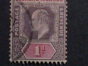 ​LEEWARD ISLANDS-1902 SC#21 KING GEORGE V-FANCY CANCEL 121 YEARS OLD VF