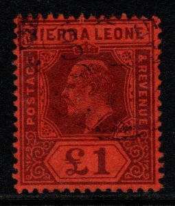 SIERRA LEONE SG98 1905 £1 PURPLE/RED FINE USED