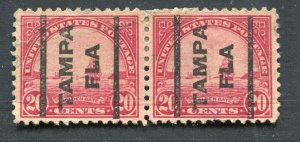 USA; Early 1900s Presidential series issue used PRE-CANCEL, Pair Tampa