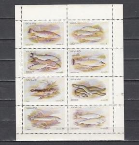 Nagaland, 1972 India Local. Fishes on a sheet of 8.  