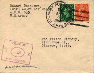 United States A.P.O.'s Great Britain 1/2d and 2d KGVI 1944 U.S. Army Postal S...