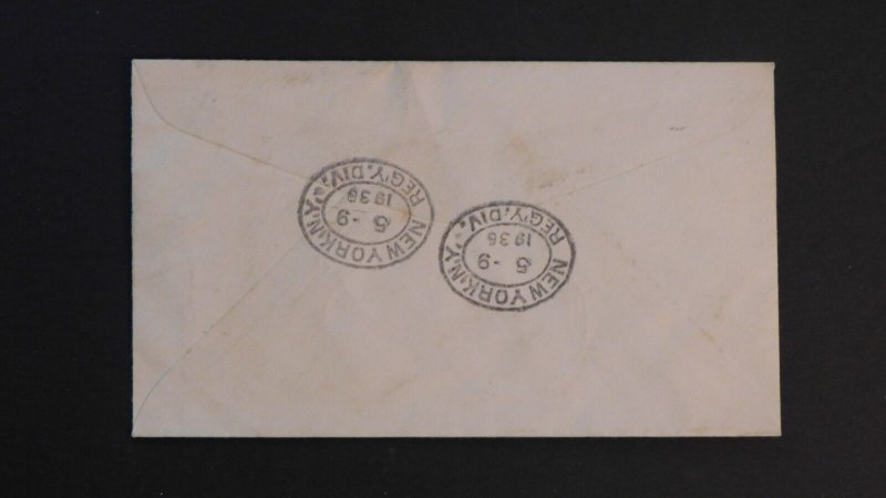 1936 Lichtenstein Hindenburg Zeppelin LZ129 cover to Whiting Indiana USA # C16