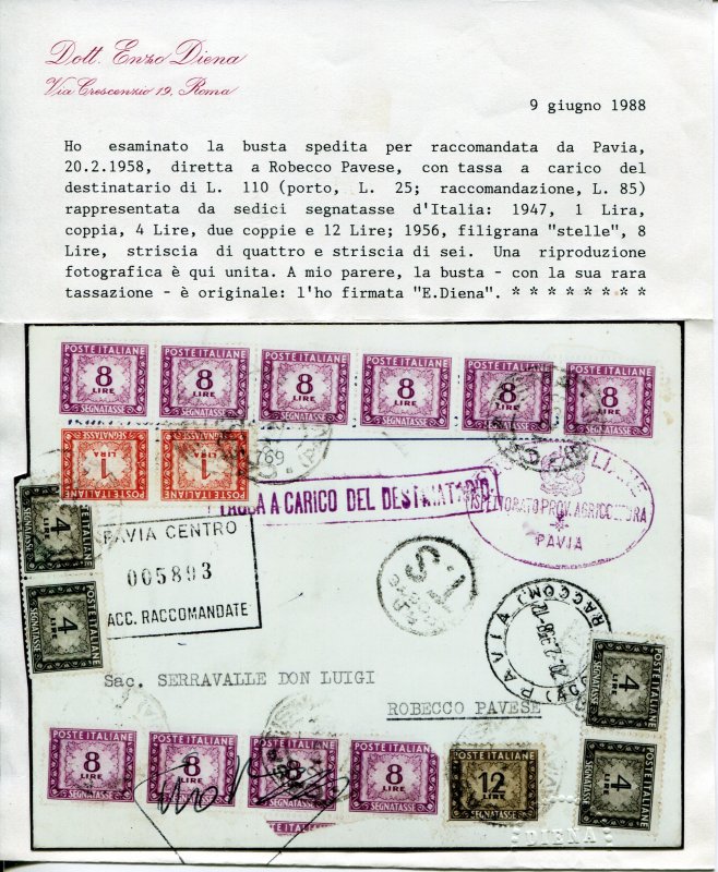 8 Star Lire Tax Marker on Envelope