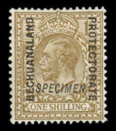 Bechuanaland Protectorate #91S (SG 82s) Cat£100, 1913 1sh bister, overprinte...