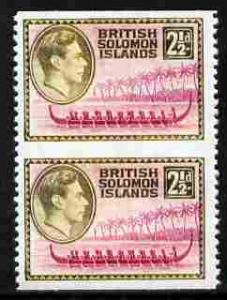 Solomon Islands 1939 KG6 2.5d (Roviana Canoe) vert pair w...