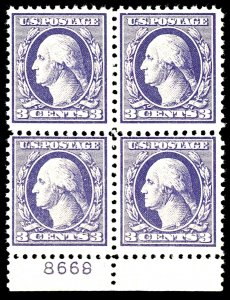 U.S. #530 MINT PL# BLOCK OF 4 OG NH