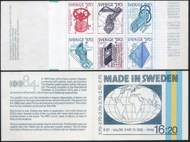 Sweden 1496-1501a booklet,MNH.Michel 1282-1287 MH 99. Patent System-100,1984.