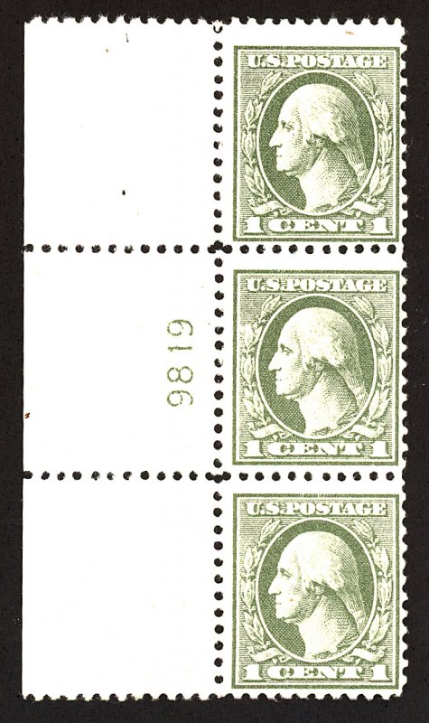 U.S. #525 MINT PL# Strip OG NH 