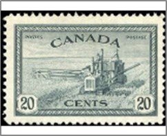 Canada 1946 Used SC271 Combine Harvesting 20 ¢ - Canadian cent Slat*STOCK IMAGE*