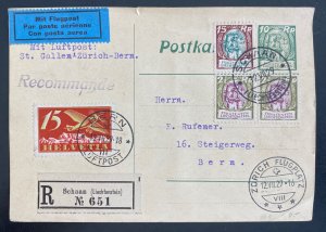 1929 Lichtenstein Graf Zeppelin LZ 127 Postcard cover to Berne Switzerland