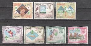 Qatar, Scott cat. 125-125 F. Diamond Jubilee of Scouting issue. Sports shown.