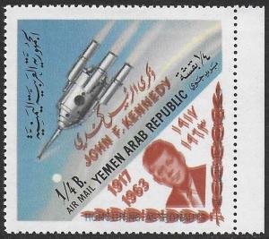 Yemen, Arab Republic YAR 1965 Kennedy 1/4 b DOUBLE Red Ovpt Variety Error VF-NH