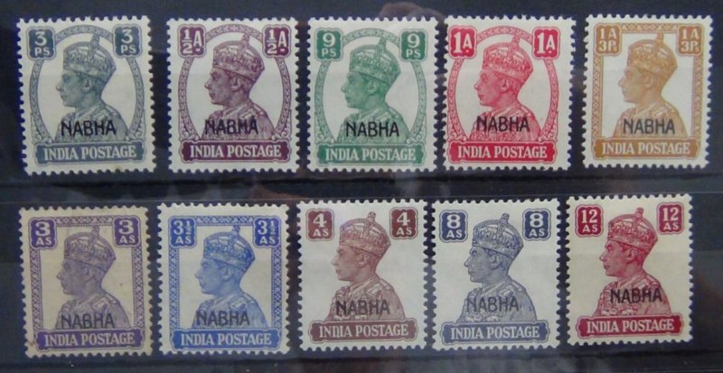 Indian States Nabha 1942 - 1945 values to 12A MM