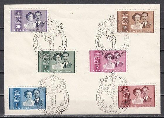 Luxembourg, Scott cat. 286-291. Luxembourg Royal Wedding. First day cover. ^
