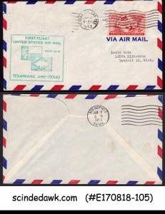 UNITED STATES USA 1953 US AIR MAIL TEXARKANA to DETROIT FIRST FLIGHT COVER