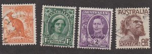 Australia # 223A-226, Queen Elizabeth I & King George VI, Used, 1/2 Cat.