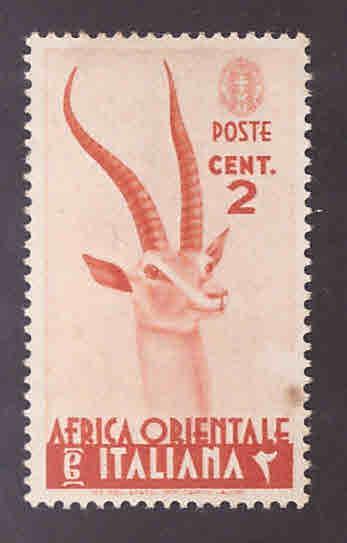 Italian East Africa Scott 1 MH* 1938 Gazelle tone spot at right