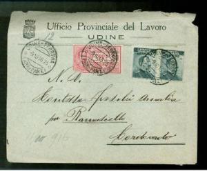 1916 Udine Italy railway Express mail cover 