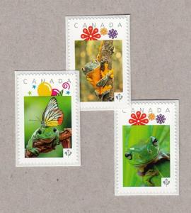 FABULOUS FROGS = Set of 3 Picture Postage stamps MNH Canada 2016 [p16/05fr3]