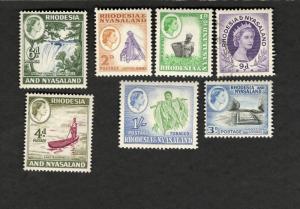 Lot of Rhodesia & Nyasaland SC #162-65 #160 #158 #148 MH stamps
