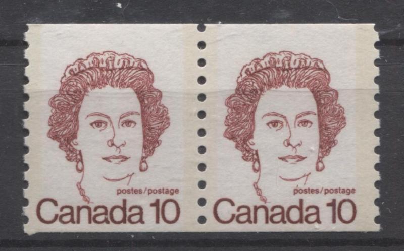 Canada #605iii 10c Dark Carmine QE2 Caricature Coil Pr NF Paper Type 2 F-70 NH