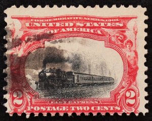 U.S. Used Stamp Scott #295 2c Pan-American. EFO: Low Train Vignette Shift