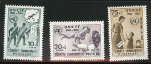 TURKEY Scott B85-87 MNH** 1961 anti-malaria UNICEF set