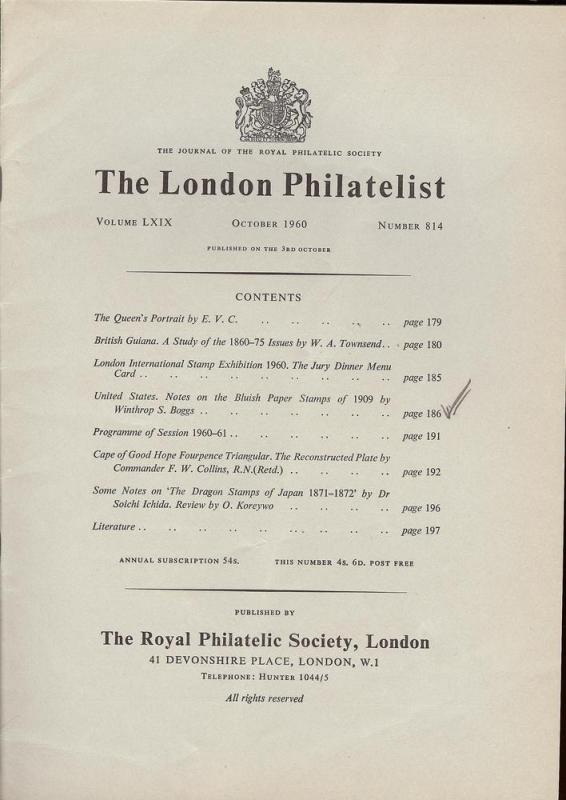 The London Philatelist: Vol. LXIX, Number 814,