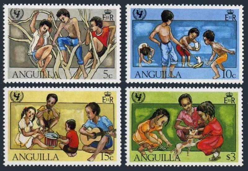 Anguilla 448-452,MNH.Michel 446-450,Bl.39.UNICEF-35,1981.Games.Soccer,Dog,Turtle