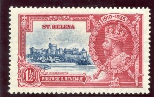 St Helena 1935 KGV Silver Jubilee 1½d deep blue & carmine VARIETY MLH. SG 124f.