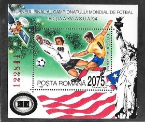 ROMANIA Sc 3929 NH SOUVENIR SHEET OF 1994 - SOCCER WORLD CUP