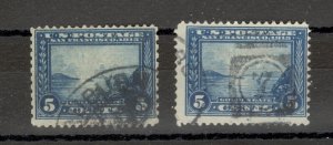 USA - 2 USED STAMPS, 5 C - VARIETY COLOR - SAN FRANCISCO 1915.