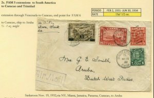 1932 to ARUBA DWI FAM 5 airmail > ARUBA Double 15c 1/2 oz. cover Canada