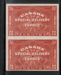 Canada #E5a Very Fine Never Hinged Imperf Pair **With Certificate**