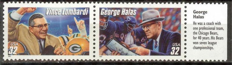 United States USA 1997 American Football Coaches G. Halas V. Lombardi 2 st. MNH