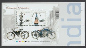 MOTORCYCLES =1914 INDIAN & 1908 CCM =S/S pos.8 fr UnCut sheet Canada 2013 #2646i