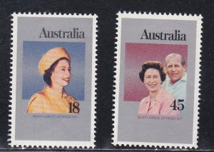 Australia # 659-660, Queen Elizabeth II Reign 25th Anniversary, NH, 1/2 Cat.