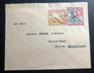 1953 Valletta Malta Airmail Cover To Hermes LTD Zurich Switzerland