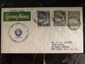 1930 La Guaira Venezuela First Flight cover FFC To New York USA