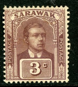 Sarawak 1928  Sir Charles Brooke 3¢ Violet Brown Unwmk Sc #53 Mint Y124 ⭐⭐⭐