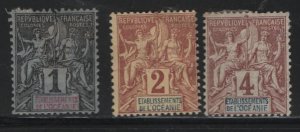 FRENCH POLYNESIA  1-3  MINT HINGED, PAPER HINGES