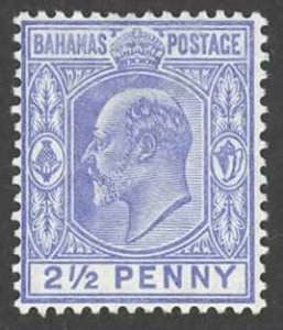Bahamas Sc# 38 MH (b) 1902 2 1/2p ultra Edward VII