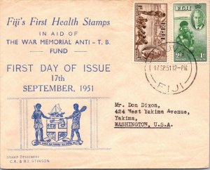 FIJI 1951 FDC - First Health Stamps - Suva - J8996