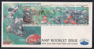 New Zealand Scott 1179a FDC - 1993 Fish Stamp Booklet