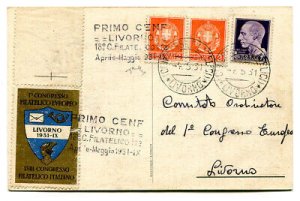 Livorno Congr. European philatelic shopkeepers Postcard and erinnophile
