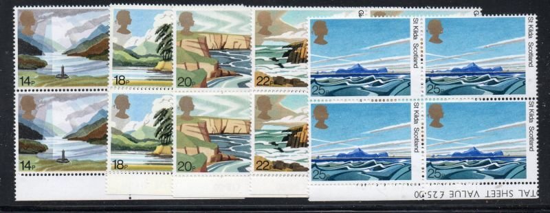 Great Britain Sc 945-49 1981 Nat Trust Scotland stamp set blocks of 4 mint NH