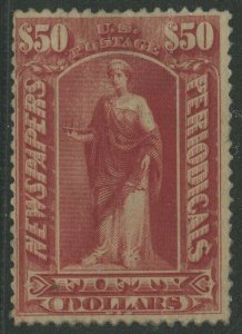 #PR112 $50 1895 NEWSPAPER STAMP F-VF UNUSED (MINOR FAULTS) CV $2,900 AU1067